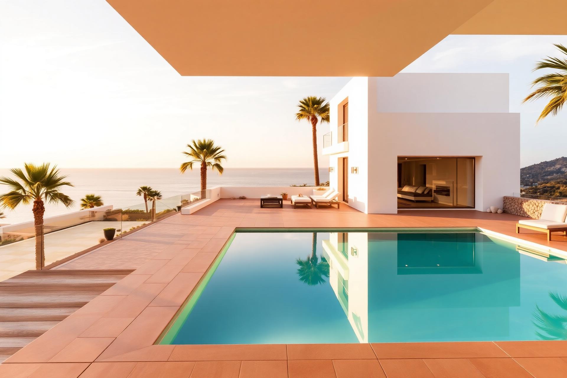 Villa mit Pool auf dem Cumbre del Sol im Abendlicht